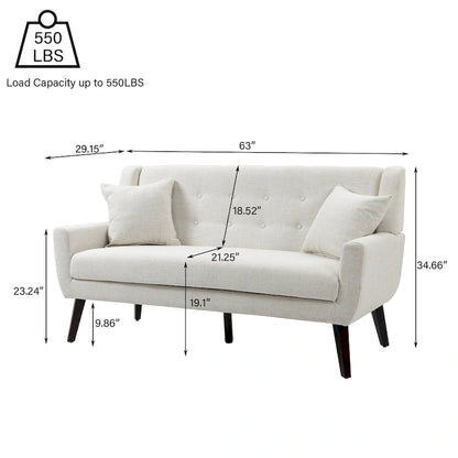 Ensemble fauteuil et causeuse 3 pièces en lin capitonné