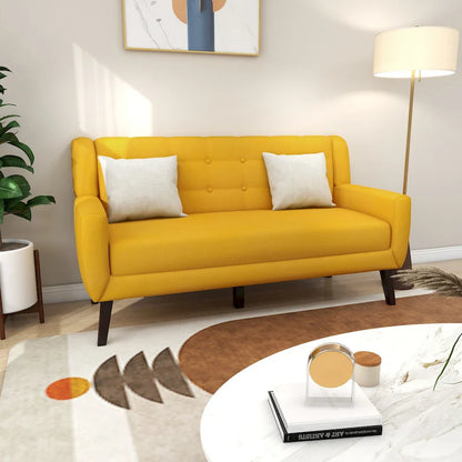 Ensemble fauteuil et causeuse 3 pièces en lin capitonné