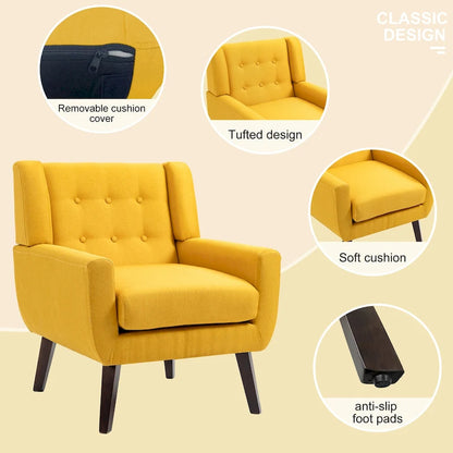 Ensemble fauteuil et causeuse 3 pièces en lin capitonné