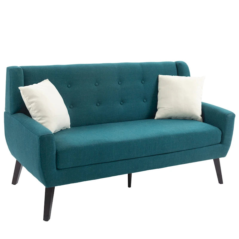 Ensemble fauteuil et causeuse 3 pièces en lin capitonné