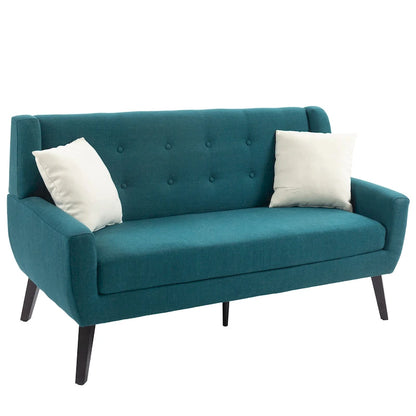 Ensemble fauteuil et causeuse 3 pièces en lin capitonné