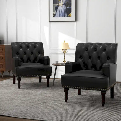 Fauteuil d'appoint de salon en cuir PU avec dossier capitonné