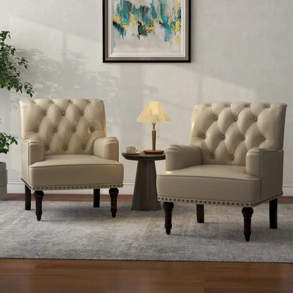 Fauteuil d'appoint de salon en cuir PU avec dossier capitonné