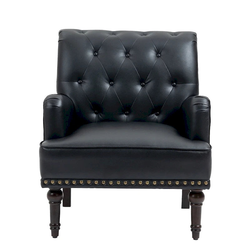 Fauteuil d'appoint de salon en cuir PU avec dossier capitonné