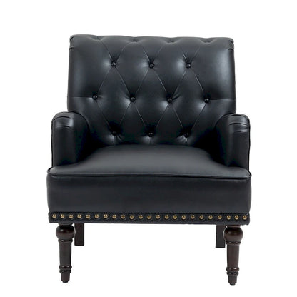 Fauteuil d'appoint de salon en cuir PU avec dossier capitonné