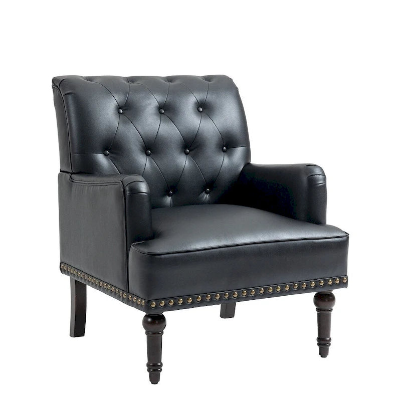 Fauteuil d'appoint de salon en cuir PU avec dossier capitonné