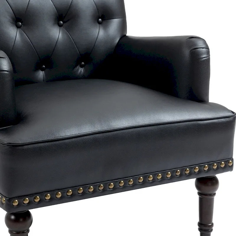 Fauteuil d'appoint de salon en cuir PU avec dossier capitonné