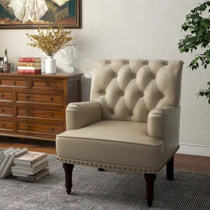 Fauteuil d'appoint de salon en cuir PU avec dossier capitonné
