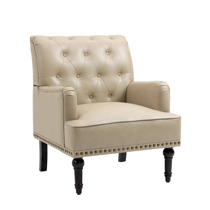 Fauteuil d'appoint de salon en cuir PU avec dossier capitonné