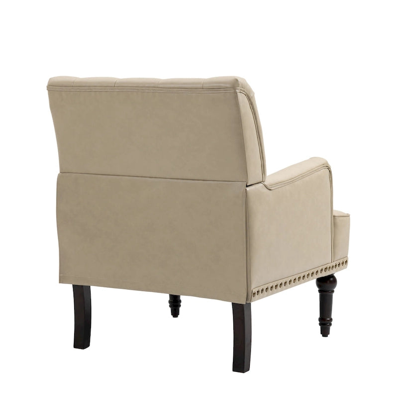 Fauteuil d'appoint de salon en cuir PU avec dossier capitonné