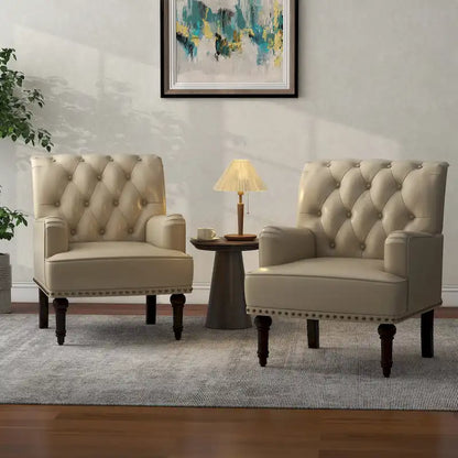 Fauteuil d'appoint de salon en cuir PU avec dossier capitonné
