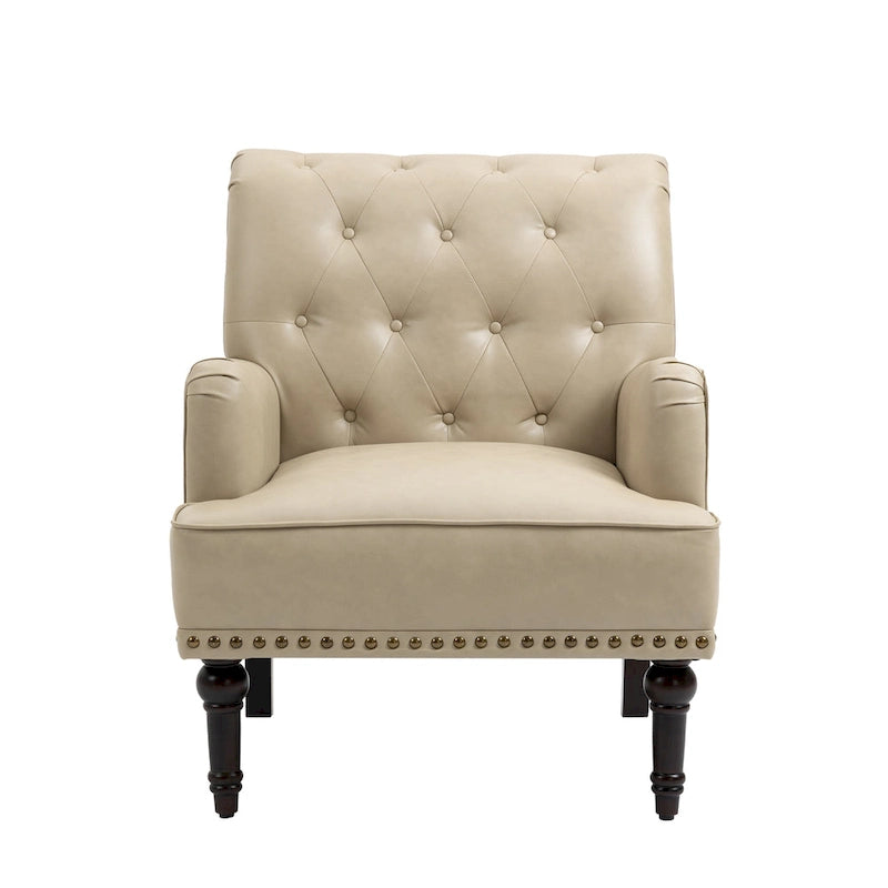 Fauteuil d'appoint de salon en cuir PU avec dossier capitonné