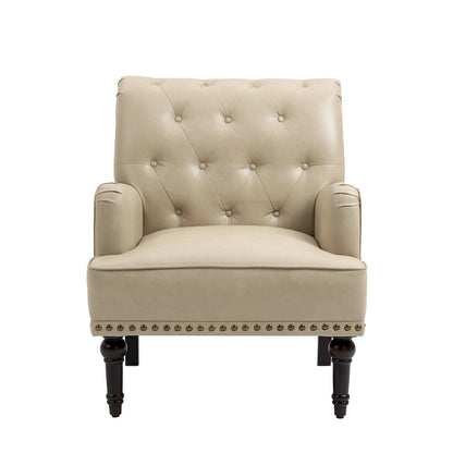 Fauteuil d'appoint de salon en cuir PU avec dossier capitonné
