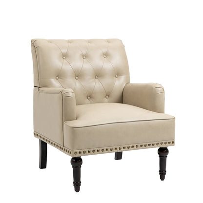 Fauteuil d'appoint de salon en cuir PU avec dossier capitonné