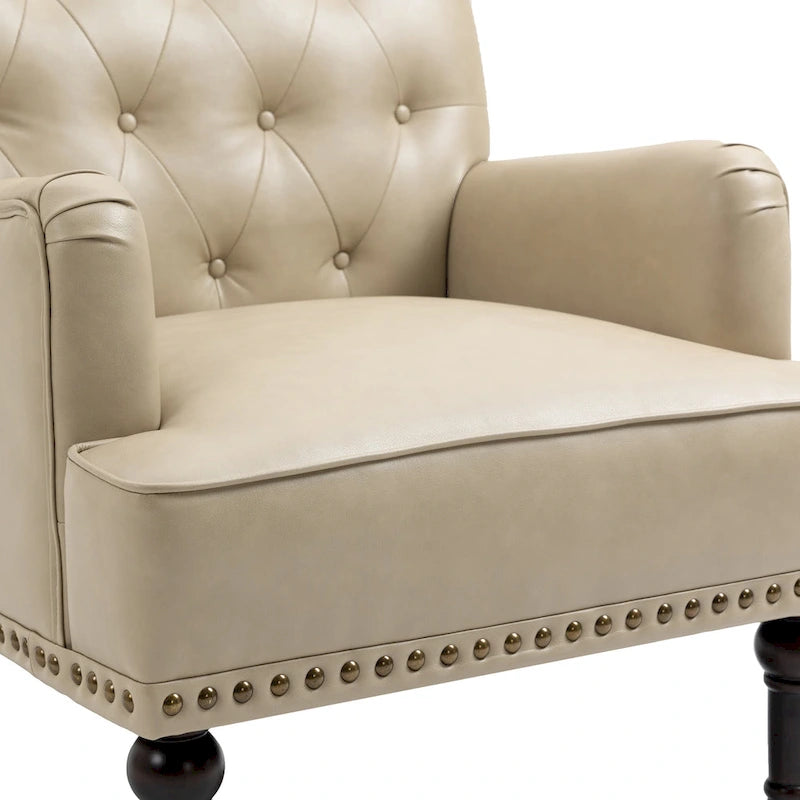 Fauteuil d'appoint de salon en cuir PU avec dossier capitonné