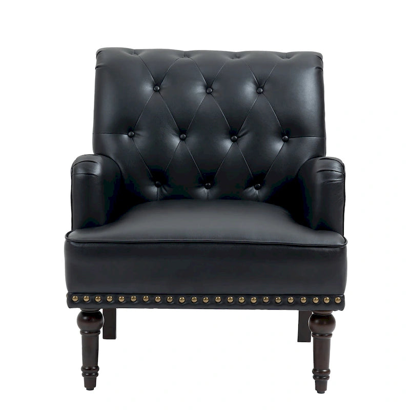 Fauteuil d'appoint de salon en cuir PU avec dossier capitonné