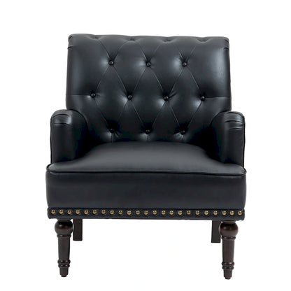 Fauteuil d'appoint de salon en cuir PU avec dossier capitonné