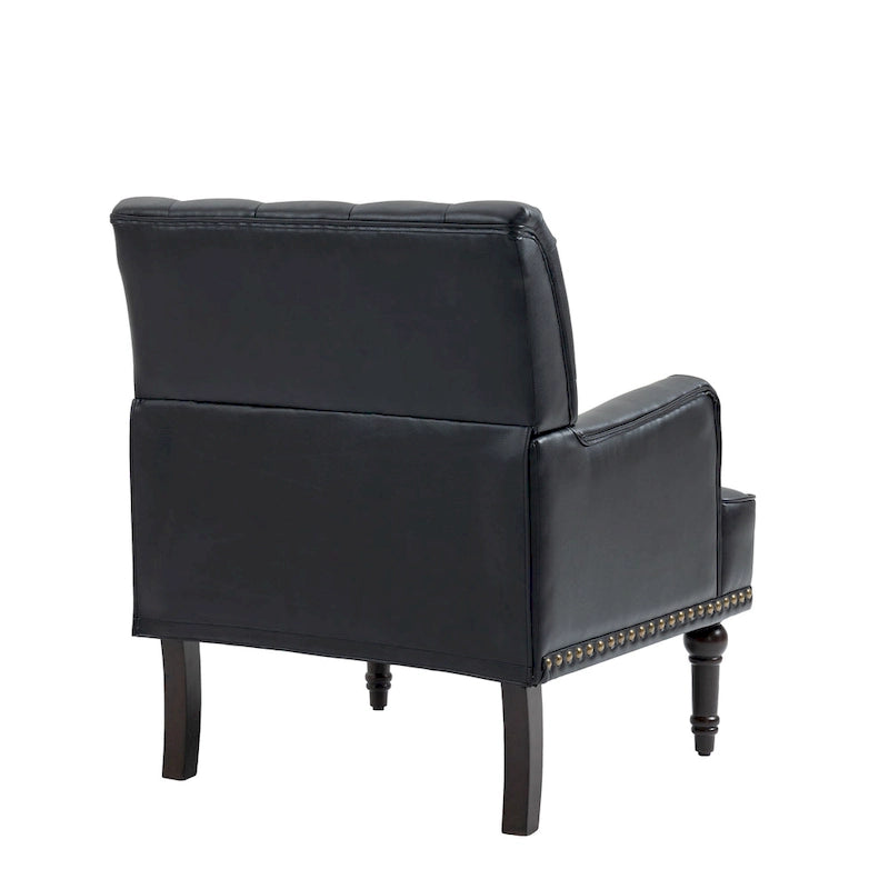 Fauteuil d'appoint de salon en cuir PU avec dossier capitonné