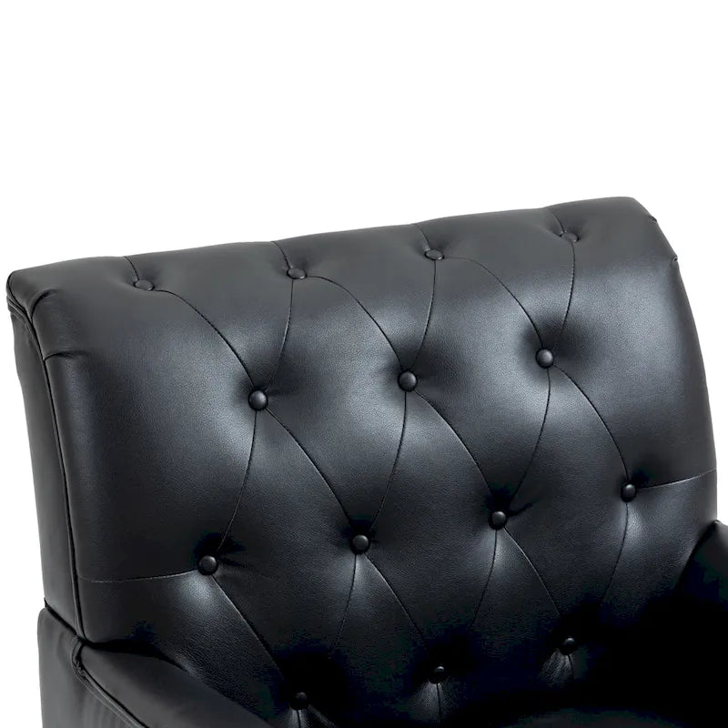Fauteuil d'appoint de salon en cuir PU avec dossier capitonné