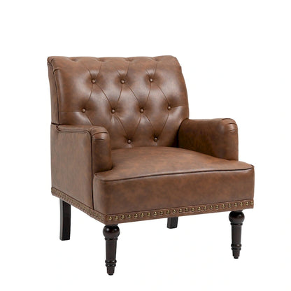 Fauteuil d'appoint de salon en cuir PU avec dossier capitonné
