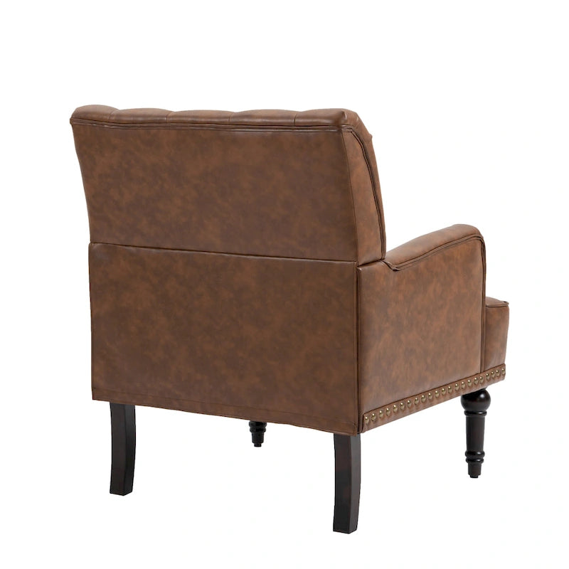 Fauteuil d'appoint de salon en cuir PU avec dossier capitonné