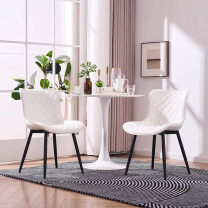 Ensemble de 2 chaises de salle à manger modernes en cuir rembourrées