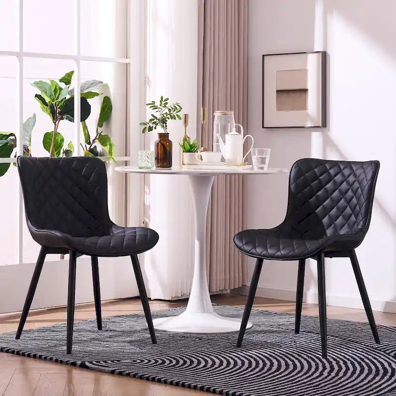 Ensemble de 2 chaises de salle à manger modernes en cuir rembourrées