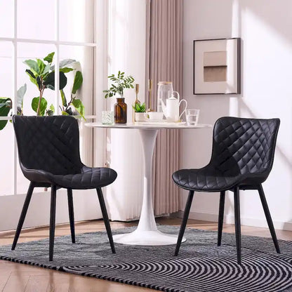 Ensemble de 2 chaises de salle à manger modernes en cuir rembourrées