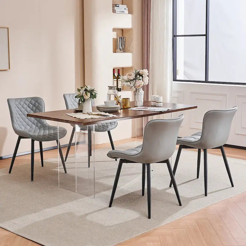 Ensemble de 2 chaises de salle à manger modernes en cuir rembourrées
