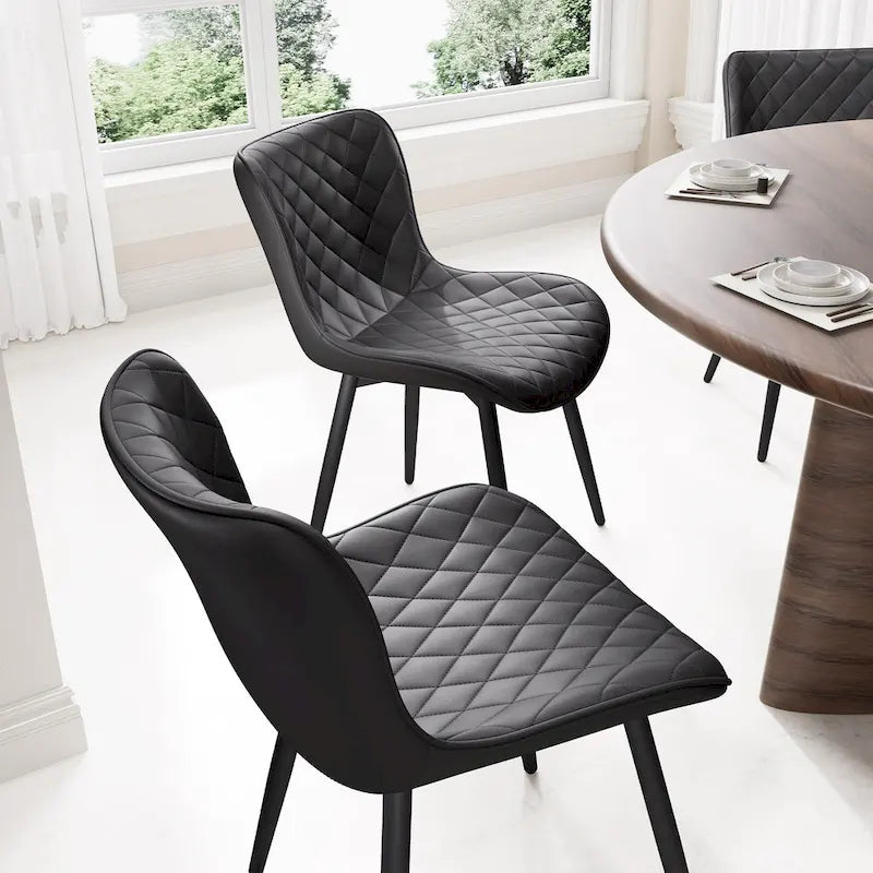 Ensemble de 2 chaises de salle à manger modernes en cuir rembourrées