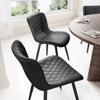 Ensemble de 2 chaises de salle à manger modernes en cuir rembourrées