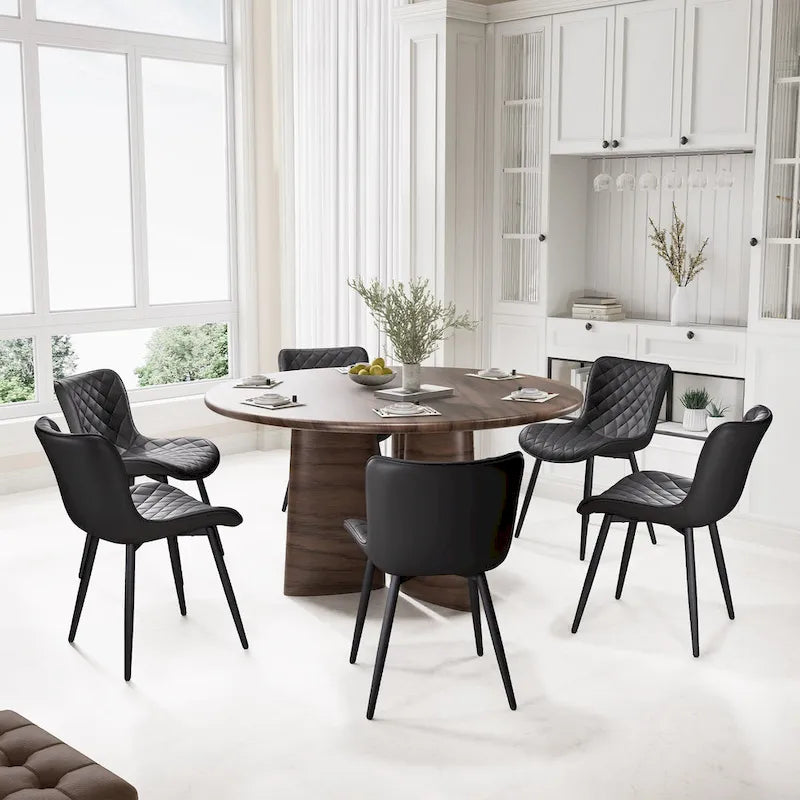 Ensemble de 2 chaises de salle à manger modernes en cuir rembourrées