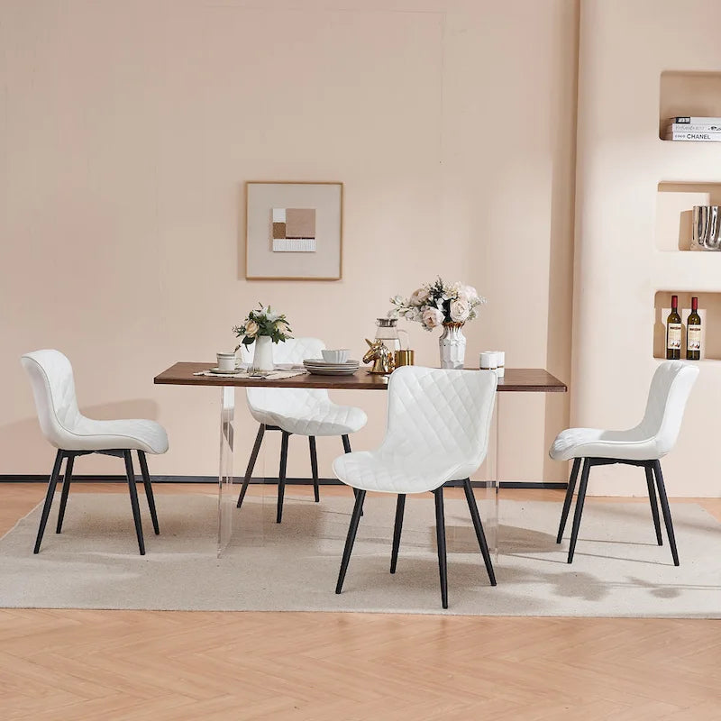 Ensemble de 2 chaises de salle à manger modernes en cuir rembourrées