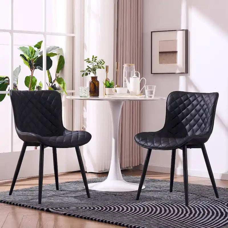 Ensemble de 2 chaises de salle à manger modernes en cuir rembourrées