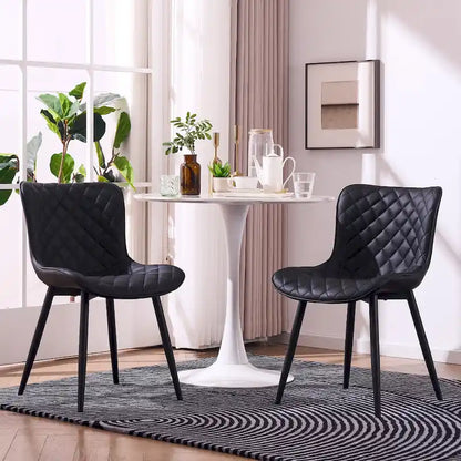 Ensemble de 2 chaises de salle à manger modernes en cuir rembourrées