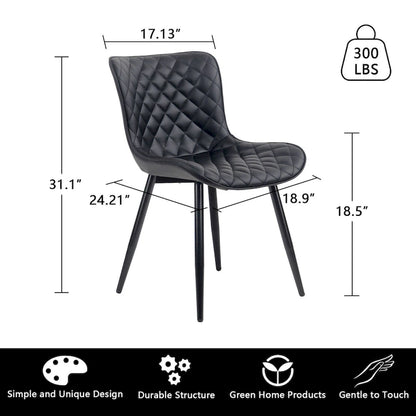 Ensemble de 2 chaises de salle à manger modernes en cuir rembourrées