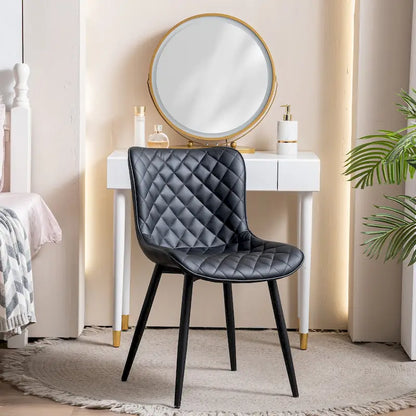 Ensemble de 2 chaises de salle à manger modernes en cuir rembourrées