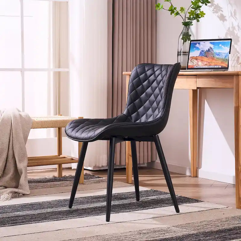 Ensemble de 2 chaises de salle à manger modernes en cuir rembourrées