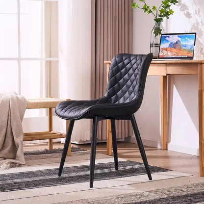Ensemble de 2 chaises de salle à manger modernes en cuir rembourrées