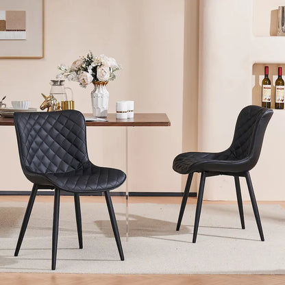 Ensemble de 2 chaises de salle à manger modernes en cuir rembourrées