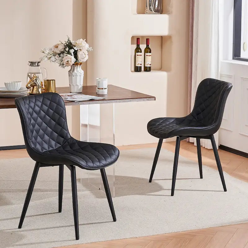 Ensemble de 2 chaises de salle à manger modernes en cuir rembourrées