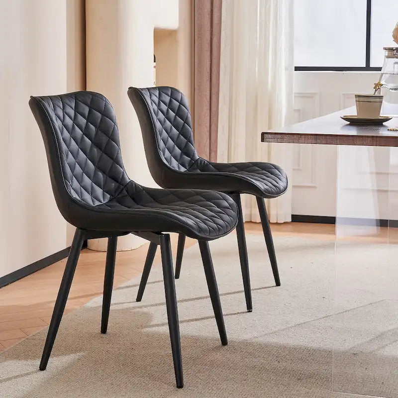 Ensemble de 2 chaises de salle à manger modernes en cuir rembourrées