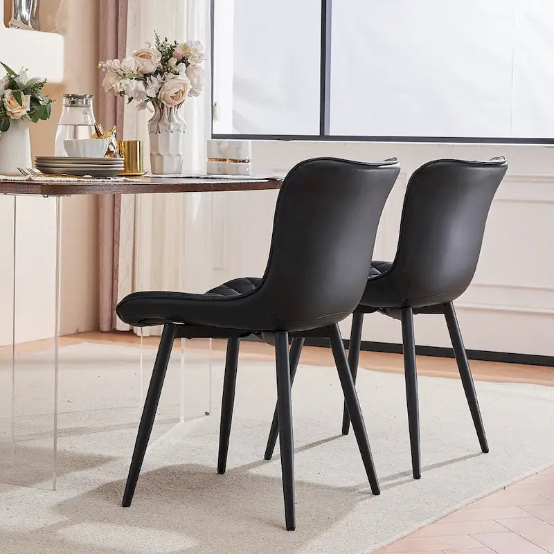 Ensemble de 2 chaises de salle à manger modernes en cuir rembourrées