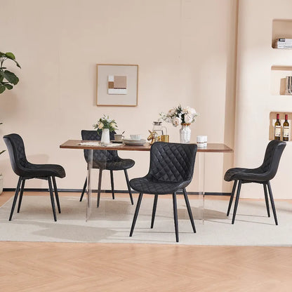 Ensemble de 2 chaises de salle à manger modernes en cuir rembourrées