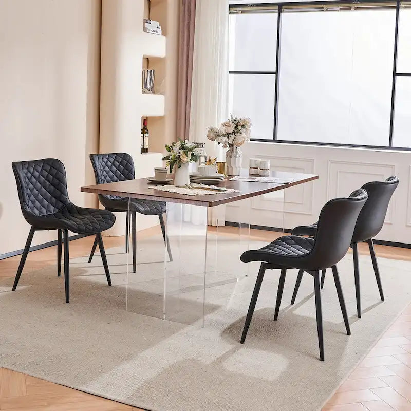 Ensemble de 2 chaises de salle à manger modernes en cuir rembourrées