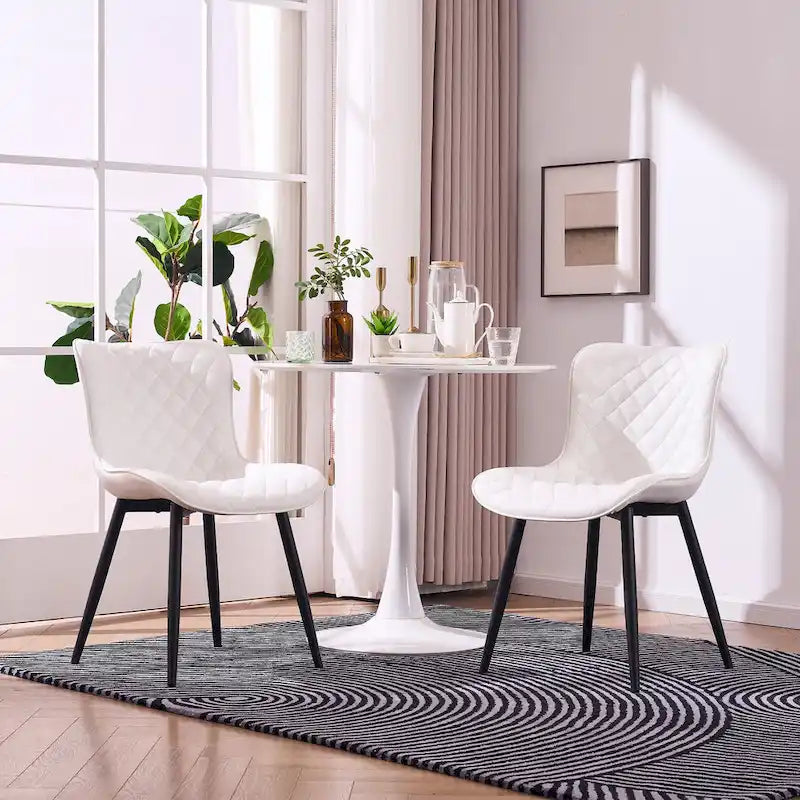 Ensemble de 2 chaises de salle à manger modernes en cuir rembourrées