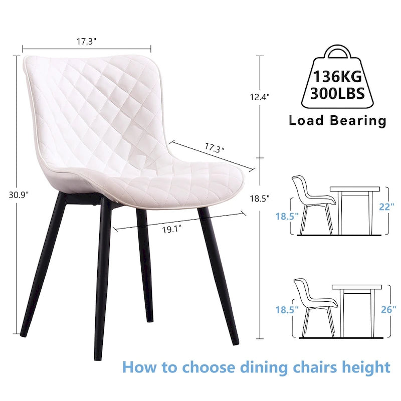 Ensemble de 2 chaises de salle à manger modernes en cuir rembourrées
