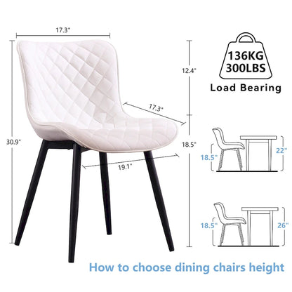 Ensemble de 2 chaises de salle à manger modernes en cuir rembourrées
