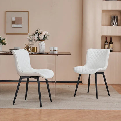 Ensemble de 2 chaises de salle à manger modernes en cuir rembourrées