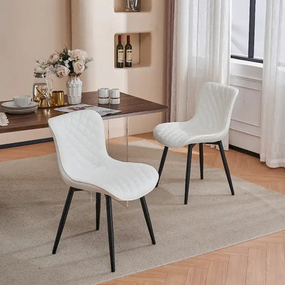 Ensemble de 2 chaises de salle à manger modernes en cuir rembourrées